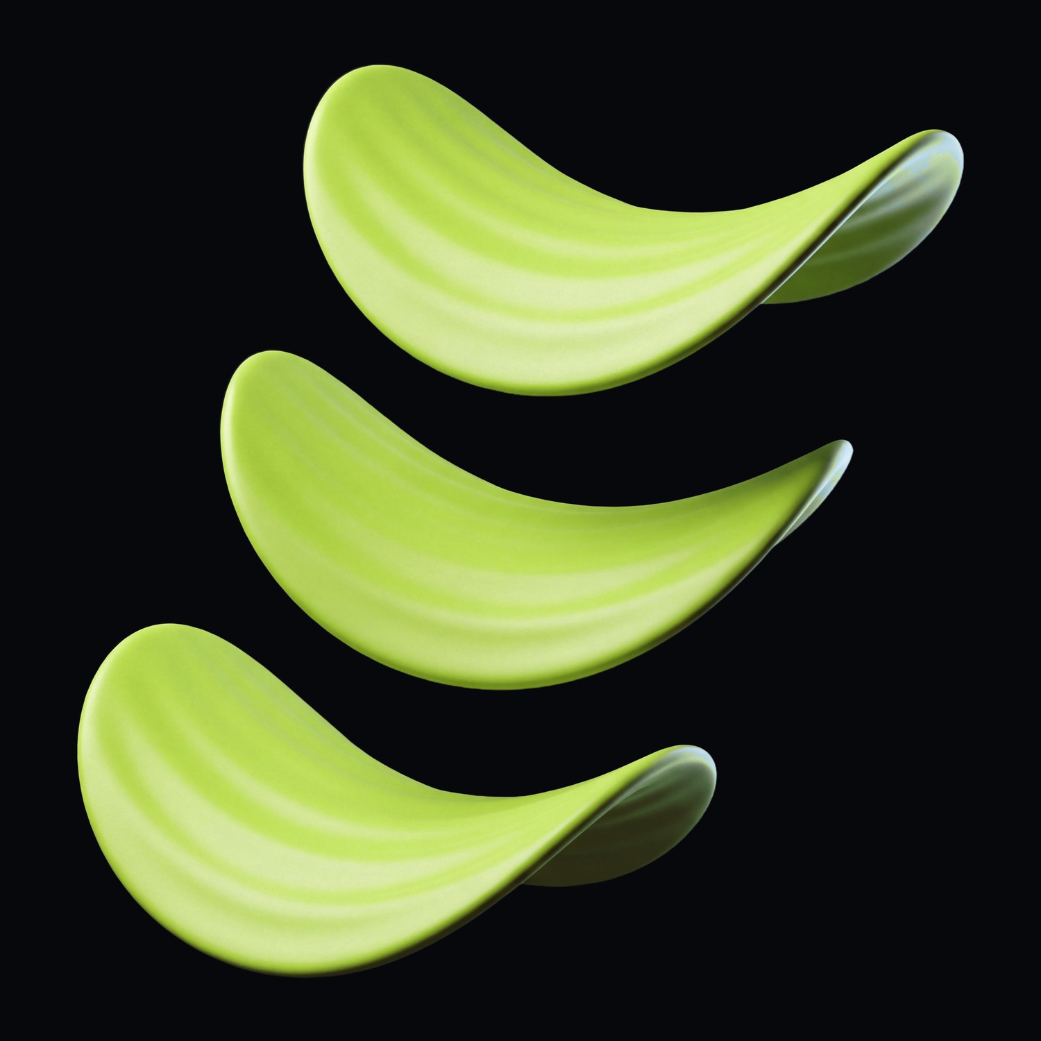 A green saddle-shaped crisp